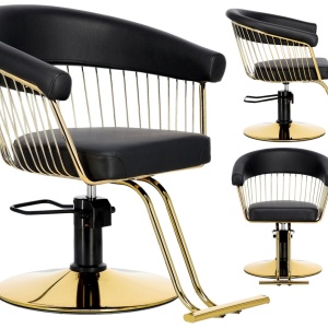 Set Mobilier Coafor Profesional Negru cu Auriu – Luxos cu scaun scafa oglinda LED - Img 5