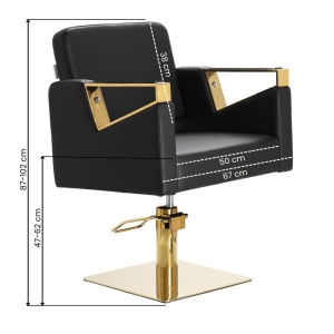 Set Mobilier frizerie cu 2 scaune coafor si scafa frizerie profesionala, negru cu auriu - Img 5