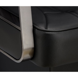 Set mobilier salon coafor cu 1 post de lucru frizerie, scaun coafor, scafa, Negru cu Argintiu - Img 6