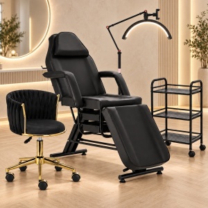 Set Mobilier Salon Cosmetică 4 Piese – Pat Cosmetic, Ucenic, Lampă LED Gene & Micropigmentare, Scaun Lux - Img 8