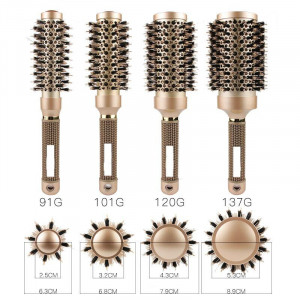 Set perii coafor rotunde, 4 bucati, nano ceramice, profesionale, pentru frizerie - Img 4