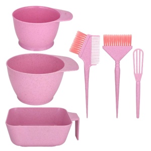 Set vopsit parul, 3 boluri gradate cu 3 pensule pentru vopsea de par, Roz pastel - Img 10