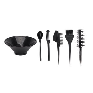 Set vopsit parul cu bol si 5 pensule pentru vopsea de par, plastic dur, negru - Img 2