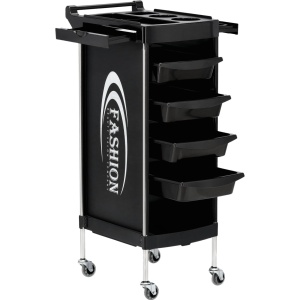 Ucenic coafor 5 sertare pentru frizerie, barber shop, negru cu imprimeu alb, BR026 - Img 1