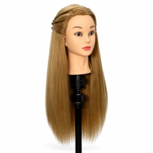 Cap de practică manechin cu păr sintetic 60 cm blond – pentru tuns, coafat, împletituri, accesorii incluse + suport de masă - Img 7
