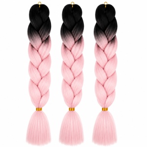 Extensie Jumbo Braids Pink Blossom – Ombre Negru Roz - Img 2