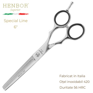 Foarfecă de Filat Profesională Henbor Special Line 6.0" – 40 Dinți, Oțel Inoxidabil 420, 56 HRC, Fabricată în Italia