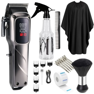 Kit Profesional Frizerie Complet – Mașină de Tuns, Pelerină și Accesorii Barber
