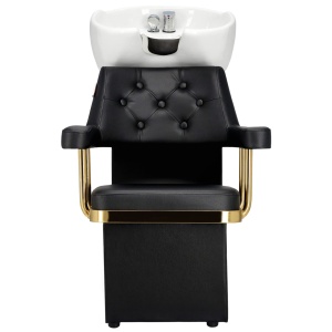 Mobilier coafor, Negru cu Auriu, cu 2 scaune coafor si unitate de spalare, Madeline - Img 5