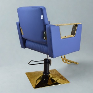 Mobilier frizerie cu scafă și 2 scaune coafor, Albastru închis cu Auriu Gold – Set profesional salon - Img 3