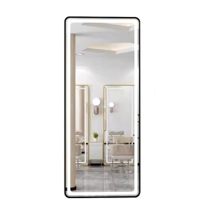 Mobilier salon Post de lucru coafor Oglinda LED PS008, margine neagra, 170x70 cm, cu touch - Img 1