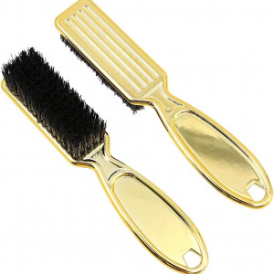 Perie barba aurie Gold, dimensiuni mici, de buzunar, fade - Img 1
