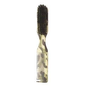 Perie barbă dublă cu pieptene barber – Pocket, pentru fade & styling, design camuflaj militar