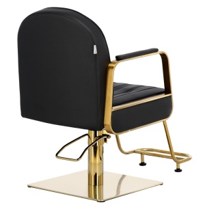 Scaun coafor frizerie, hidraulic, cu suport de picioare, inaltime reglabila, Negru cu auriu - Img 4