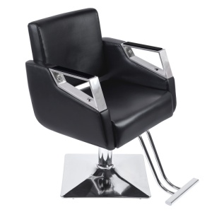 Scaun coafor profesional, reglabil cu pompa, negru cu silver