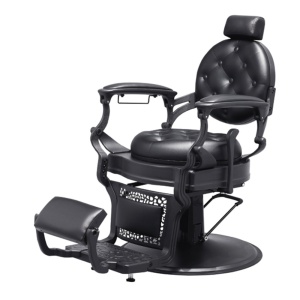 Scaun frizerie Kingsley negru profesional – reglaj hidraulic, spătar ergonomic, bază stabilă