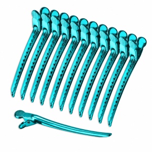 Set 12 Clipsuri Coafor Metalice Profesionale 10,5 cm – Clame Frizerie, Turquoise