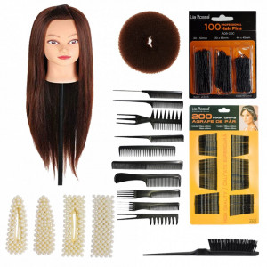 Set cap practica manechin Bella Saten cu ace agrafe cu perle coc exersat coafuri impletituri salon frizerie