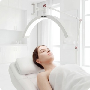 Set complet Mobilier Salon Cosmetică 4 Piese Alb Auriu | Pat cosmetica, Ucenic, Lampă LED, Taburet - Img 5