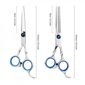 Set foarfeca de tuns si filat Belini 6" pentru frizerie coafor salon inox piepten carbon si gentuta - Img 4