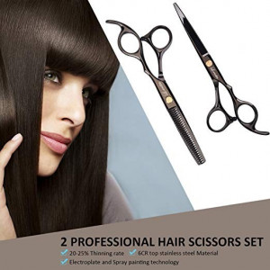 Set foarfeca de tuns si filat negru Baroc marime 6" si pieptan carbon clame pentru frizerie salon - Img 7