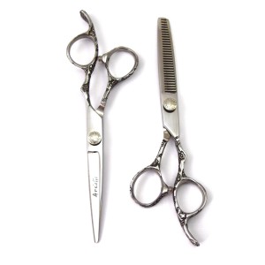 Set foarfeca tuns si filat, Ardette, 10 piese, Inox, Husa depozitare, Manta frizerie, Clame metalice, pamatuf, pieptene carbon - Img 4