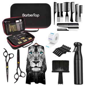 Set Frizerie Profesional Complet 9 Piese – Foarfeci Tuns & Filat 6”, Geantă Frizerie