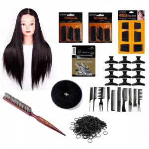 Set kit frizerie coafor complet MAGIC SATEN SINTETIC cu clestisori agrafe ace perie tapat