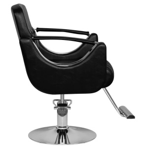 Set Scafa coafor cu scaun frizerie, oglinda Led 170x70cm si ucenic, Negru cu argintiu - Img 3