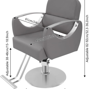 Set Scafa frizerie cu 2 scaune coafor, gri cu argintiu si 2 oglinzi frizerie silver LED - Img 3