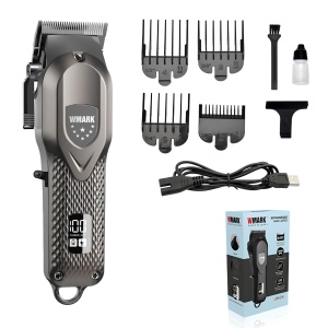 WMARK NG-119 – Mașină de tuns profesională Zero Gapped, 440C Stainless Steel, 7000 RPM, 240 min autonomie - Gri