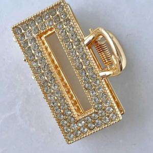 Cleste pentru par, metalic, auriu cu cristale, mediu, 4.5cm lungime - Img 2