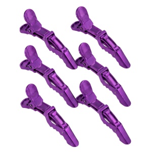 Clipsuri Coafor pentru par Profesionale – Set 6 Bucăți, Tip Crocodil, Mov Metalizat