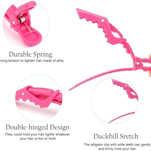 Clipsuri coafor profesionale, tip crocodil, 11.5cm, plastic dur, mov, 6buc - Img 6