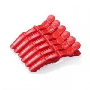 Clipsuri frizerie set 6 bucati crocodil rosii