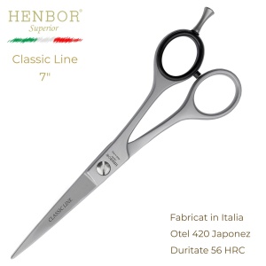 Foarfecă de Tuns Profesională Henbor Classic Line 7.0" – Oțel Inoxidabil 420, 56 HRC, Fabricată în Italia