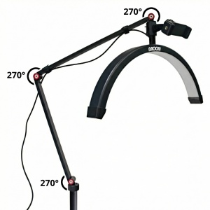 Lampă cosmetică LED Moon Light, semilună profesională, neagră, 20W, 1800 lm – iluminare pentru gene, cosmetică și micropigmentare - Img 4