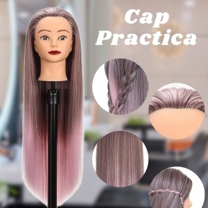 Manechin coafor cu par lung, des, roz ombre, cu suport, CPRO - Img 5