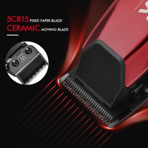 Mașină de Tuns Profesională WMARK NG-125 – 7500 RPM, Lame Inox 5Cr15 & Ceramică, Afișaj Digital, 8 Piepteni, Autonomie 150 min – Rosie - Img 8