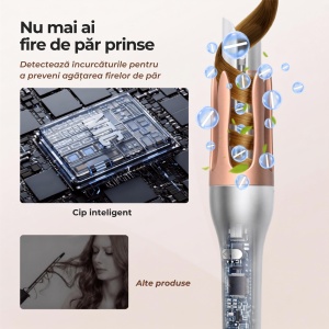 Ondulator Automat de Par, Rotativ, Aparat pentru bucle, Invelis din Turmalina Ceramica, Protectie avansata - Img 3