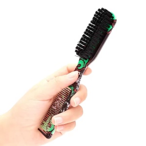Perie pentru barba, mica, dubla, de buzunar, cu pieptene barber
