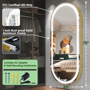 Post de lucru coafor dotare mobilier salon coafor Oglinda LED PS006. margine aurie - Img 8
