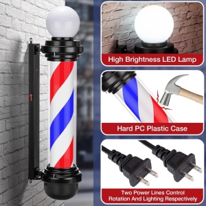 Reclama luminoasa Barber Shop, sigla Barber Pole, 68cm, rotativ, de exterior - Img 8