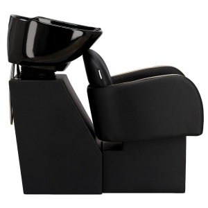Scafa coafor profesionala neagra cu auriu, cu bazin ceramic negru - Img 4
