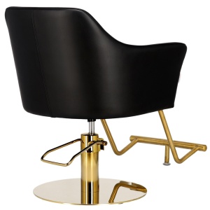 Scaun coafor si frizerie, reglabil pe inaltime, cu suport pentru picioare, negru auriu, Lucas - Img 4