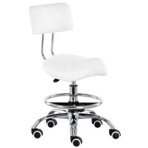 Scaun cosmetic cu sezut tip sa cu spatar, alb, pentru frizerie salon coafor laborator - Img 3