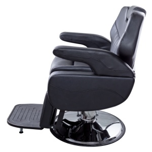 Scaun frizerie barber profesional, rabatabil, reglabil, cu tetiera, negru cu argintiu - Img 3