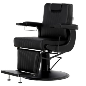 Scaun frizerie pentru Barber Shop, negru, luxos, cu tetiera, rabatabil pe spate