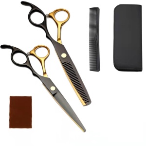 Set foarfeca de tuns si filat 6" pentru frizerie coafor cu geanta frizerie, Dorian - Img 2