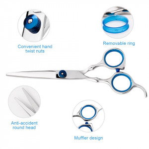 Set foarfeca de tuns si filat Belini 6" pentru frizerie coafor salon inox piepten carbon si gentuta - Img 5